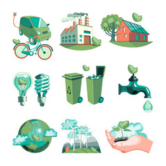 Sticker - Ecology Decorative Icons Set