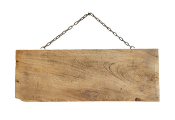 Wall Mural - wooden sign hanging isolated on white background