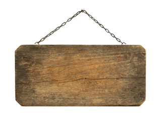 Wall Mural - wooden sign hanging isolated on white background