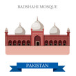 Badshahi Mosque Lahore Pakistan vector flat attraction travel