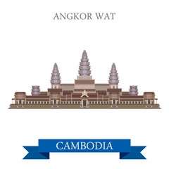 Wall Mural - Angkor Wat temple complex Cambodiaflat vector attraction travel