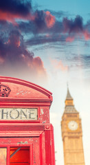 Wall Mural - London public phone booth with Big Ben