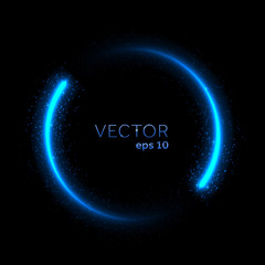 Wall Mural - blue neon glittering circle light tail