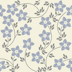  Seamless pattern with decorative flowers and leaves