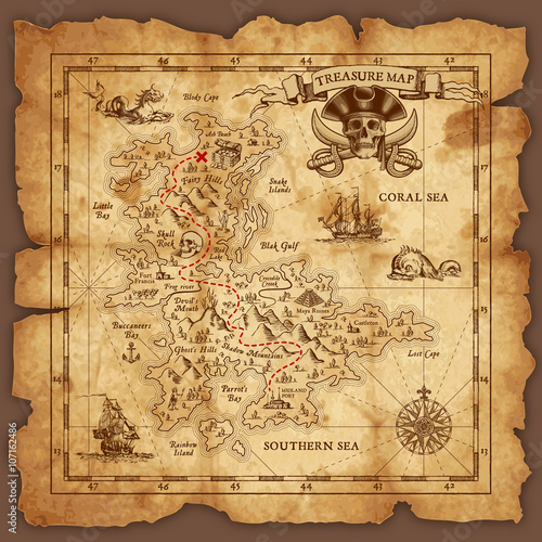 Vector Pirate Treasure Map Stock Vector | Adobe Stock