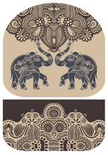 Pattern With Elephant Of Purse Money Design