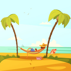 Sticker - Man On The Beach Illustration