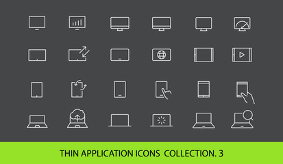 Poster - Modern gadgets pictograms collection. Lineart interface icons se