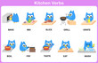 Kitchen Verbs Picture Dictionary for kids