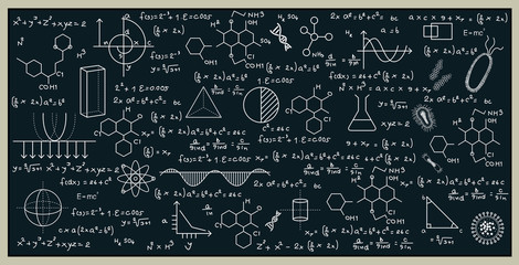 Wall Mural - Blackboard with math and science by writing on the blackboard.
