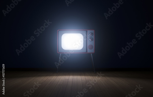 Empty dark room with tv - Buy this stock illustration and explore