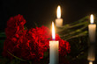 candles and red flowers