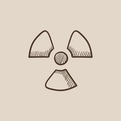 Poster - Ionizing radiation sign sketch icon.