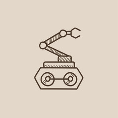 Wall Mural - Industrial mechanical robot arm sketch icon.