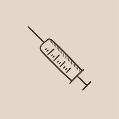 Sticker - Syringe sketch icon.