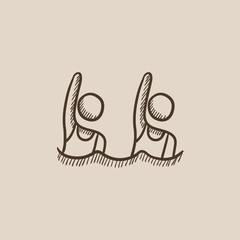 Poster - Synchronized swimming sketch icon.