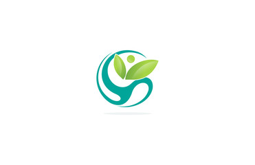 Poster - line swirl circle leaf human nutrition logo