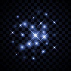 Aufkleber - Vector glowing shining stars with sparkles.