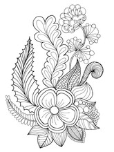 Fantasy Flowers Coloring Page.