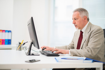Businessman working on his computer