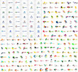 © antishock - Mega collection of geometrical abstract logo templates, origami paper style business icons with sample text. Vector