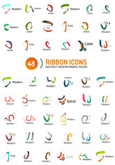 Wall Mural - Vector line ribbon logo set