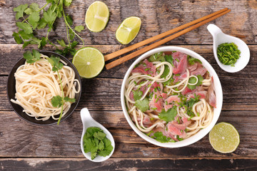 Wall Mural - beef pho and ingredient