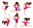 © sandybar - Gymnastics cute girls set. Vector illustration.