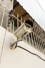 Wall Mural - The Old CCTV Security Camera operating long time