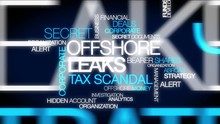 Offshore Leaks Tax Avoidance Scandal Panama Papers Files Secret Accounts Bank Investigation Words Tag Cloud Text Animation 
