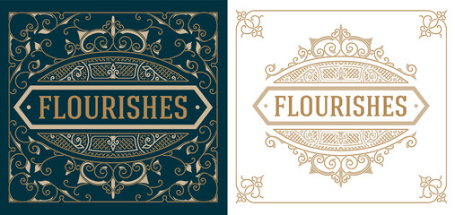 Sticker - Vintage logo templates with Flourishes Elegant Design Elements