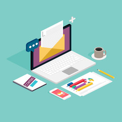 Wall Mural - web of analytics process with laptop and development website sta