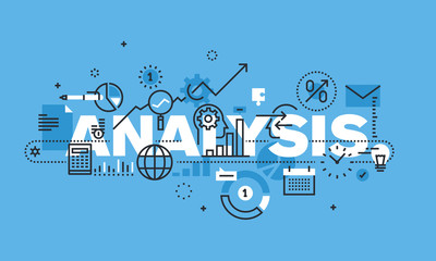 Wall Mural - modern thin line design concept for analysis website banner. vector illustration concept for busines