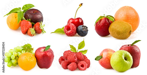 Plakat na zamówienie mixed tasty fruit composition set isolated on white