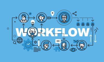 Wall Mural - modern thin line design concept for workflow website banner. vector illustration concept for busines