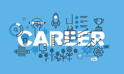 Wall Mural - modern thin line design concept for career website banner. vector illustration concept for human res