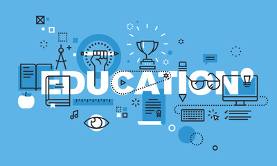 modern thin line design concept for education website banner. vector illustration concept for school