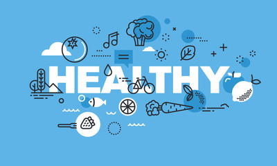 Wall Mural - modern thin line design concept for healthy website banner. vector illustration concept for healthy 