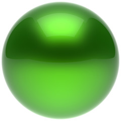 Sphere ball green push button circle round basic solid bubble figure geometric shape minimalistic simple atom element single shiny glossy sparkling object blank balloon icon. 3d render isolated