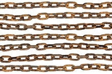 Old Iron Rusty Chain Isolated On White Background