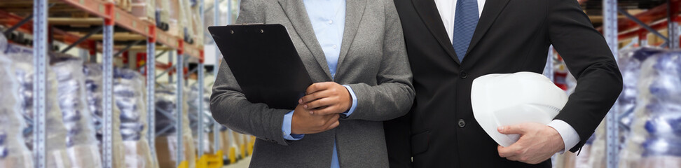 Poster - close up of business partners at warehouse