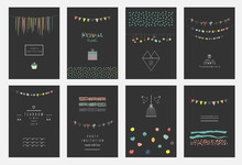 Collection Of Hand Drawn Party Cards And Invitations.