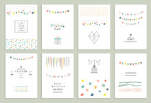 Collection Of Hand Drawn Party Cards And Invitations.