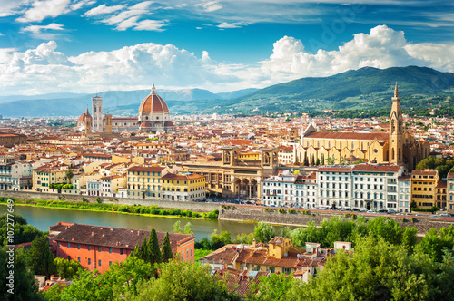 Plakat Florencja (Firenze) cityscape, Włochy.