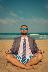 Poster - Funny businessman on the beach