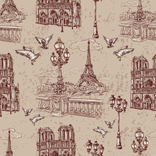 Paris. Vintage Seamless Pattern 3
