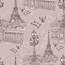 Paris. Vintage Seamless Pattern 4