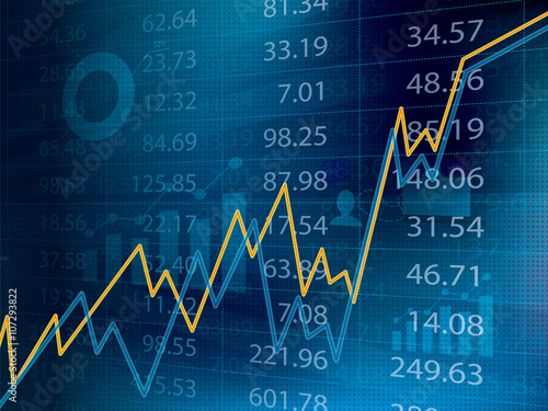Fotografie, Obraz Business graph with arrow showing profits and gains on the stock exchange