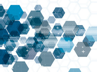 Wall Mural - Technology background blue futuristic abstract  in digital vector with hexagon.