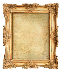 Wall Mural - Golden frame with empty grungy canvas for picture